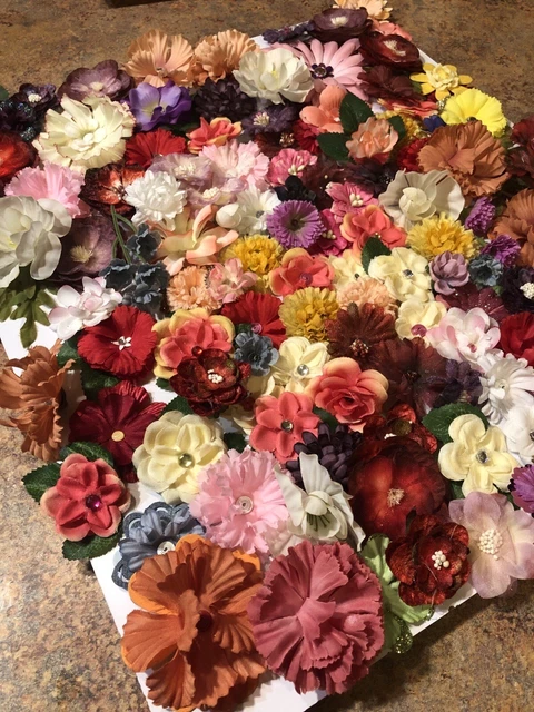 Cabezales de flores de seda para artesanía multicolor más de 125 piezas libro de recortes adorno