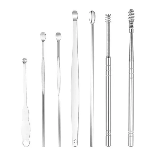 6/7Pcs Ear Pick Cleaning Health Care Tool Ear Wax Remover Cleaner Curette Kit