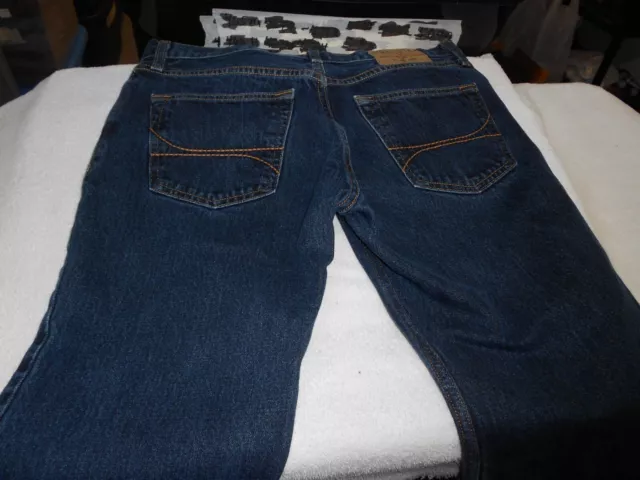 Mens HOLLISTER  SLIM STRAIGHT BUTTON FLY blue denim jeans 31 x 32 (Actual)