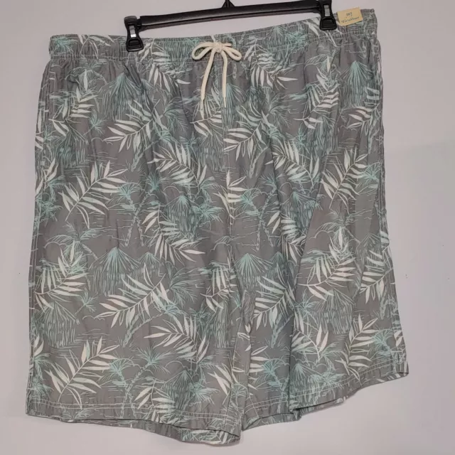 Roundtree & Yorke Caribbean Gray Floral Swim Trunks Mens Size 3XT