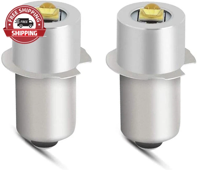 2 Pack P13.5S PR2 LED Upgrade LED Flashlight Bulb 3W DC4-24V 6V 12V 18V Replacem