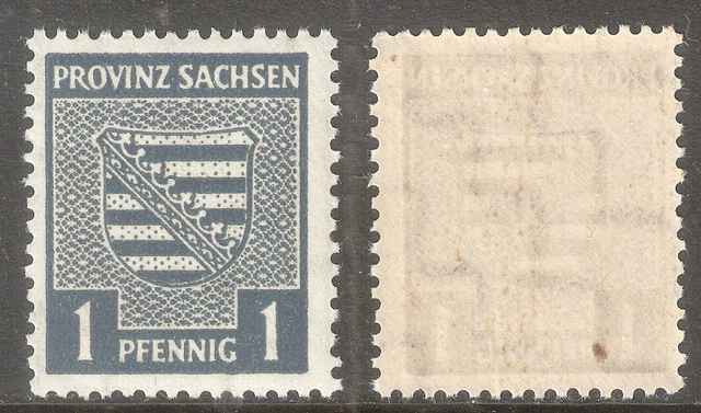 SBZ PROVINZ SACHSEN MiNr. 73 Xy ** 1945 aus Bogentrennung mit gelber FLUORESZENZ