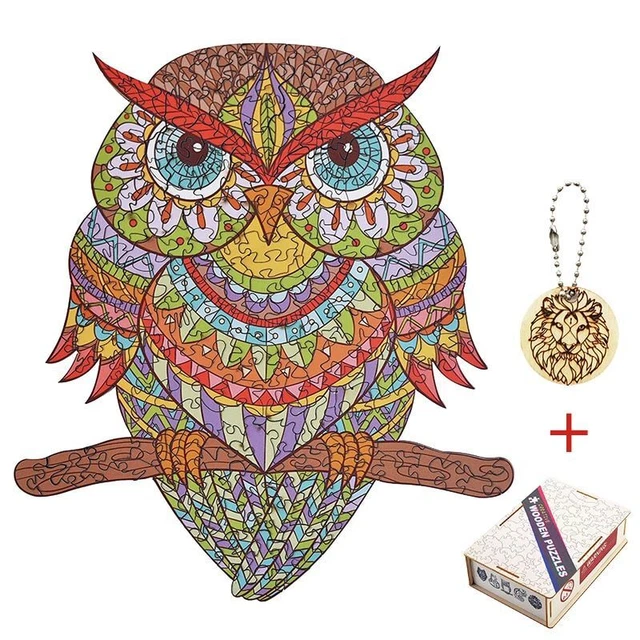 Bull Owl Animals Jigsaw Puzzles Adults Kids Educational Toys Wooden DIY Crafts
