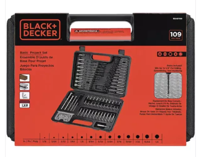 BLACK+DECKER Screwdriver Bit Set / Drill Bit Set, 109-Piece (BDA91109)