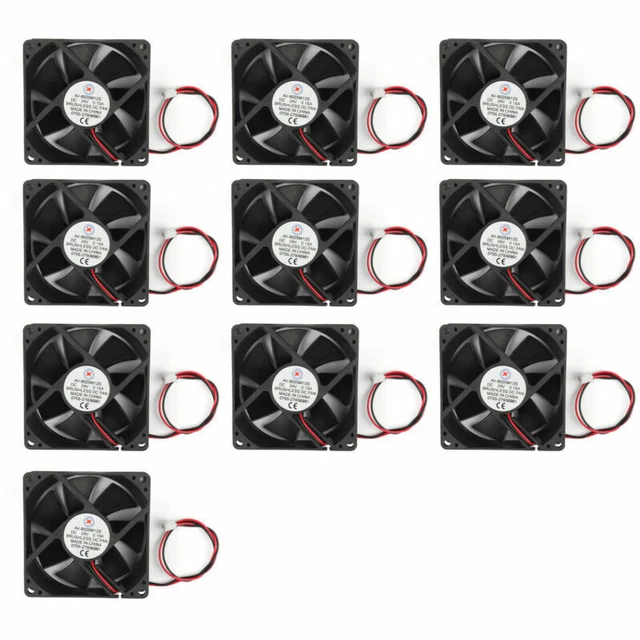 10Pcs DC Brushless Cool PC Computer Fan 24V 8025S 80x80x25mm 0.15A 2 Pin Wire 2