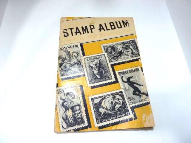 Stamp Album Book The Adventurer Around the World With Postage Stamps Vintage