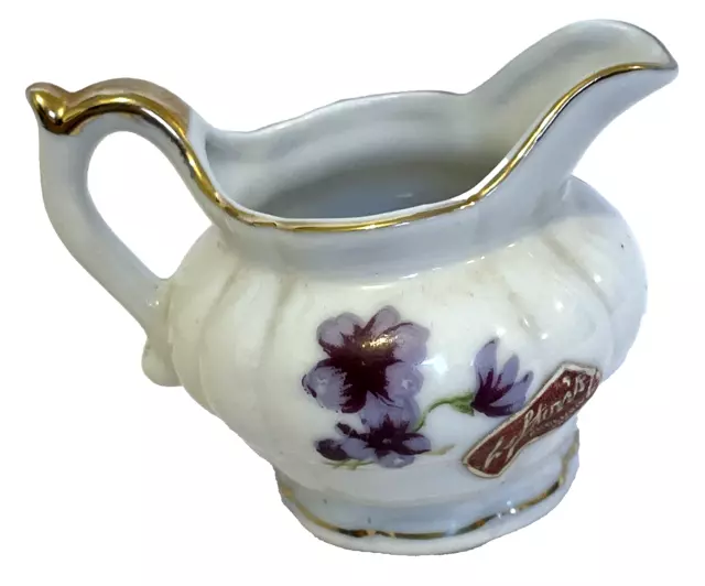 Lefton China Sweet Violets Minature Hand Painted Gold Trimmed Creamer