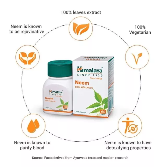 Himalaya Purifying Neem Tablet Supplément cutané à base de plantes Acné... 2