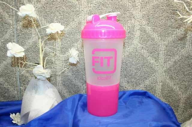 Ideal Fit Pink Shake Snack Protein Shake Bottle Nutrition Diet Fitness Jog Sale*