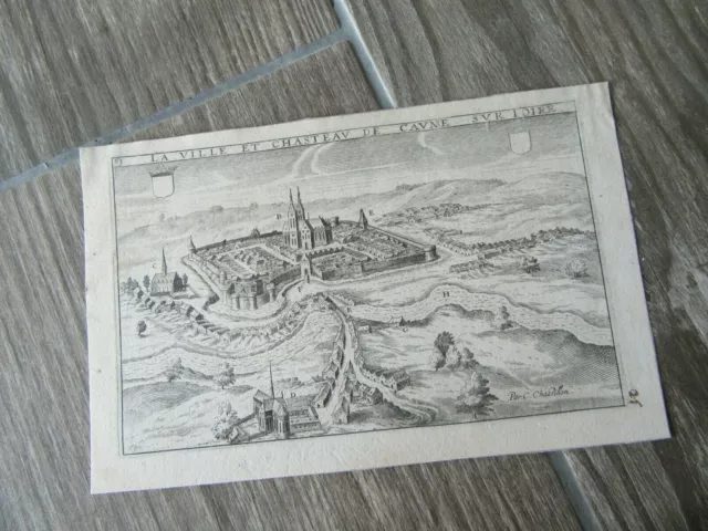 Original Engraving 1750 City Et Chateau De Cosne Sur Loire Nevre