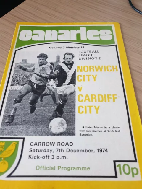 Norwich City v Cardiff City Division 2 1974-75