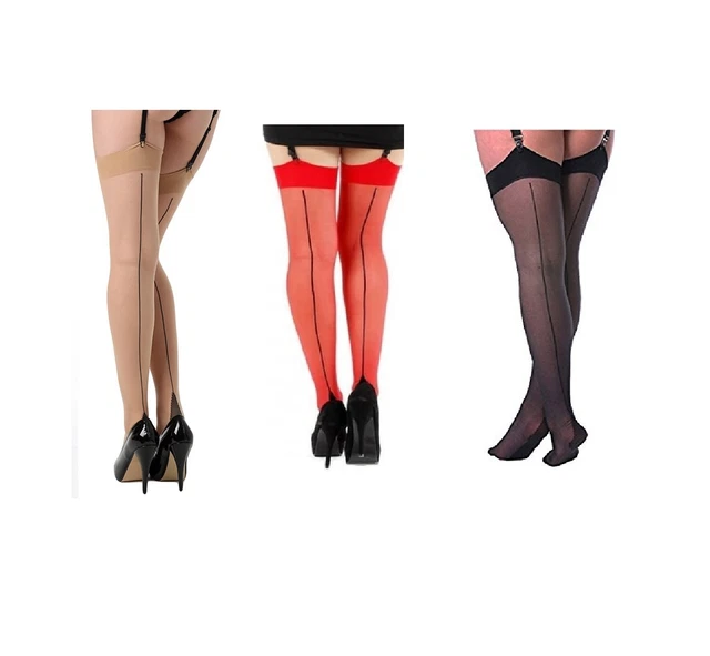 Le Bourget Satine Couture Black Seamed Hold Ups At Mayfair Stockings
