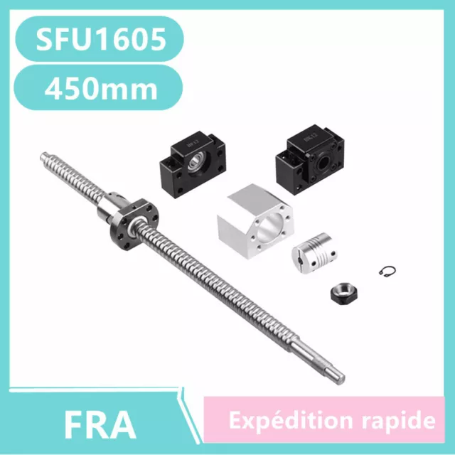 450mm Vis à billes SFU1605 Palier fixe/accouplement/ logement décrou set CNC FR