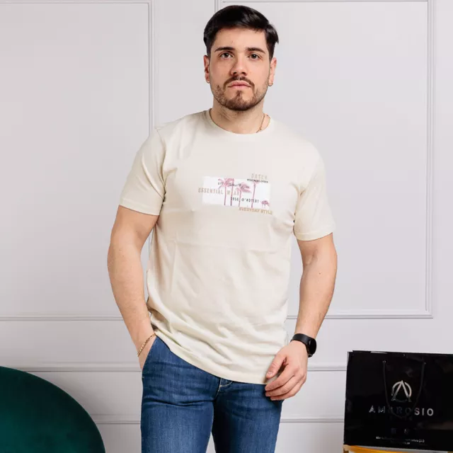 T-Shirt Uomo DATCH Maglietta Girocollo con Stampa Maglia Manica Corta Casual