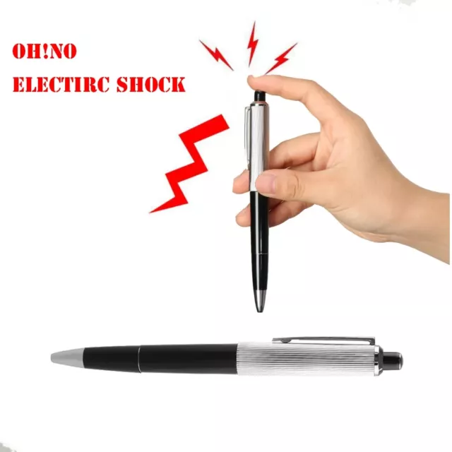 Shocking Electric Fancy Pen Prank Shock Trick Novelty Metal Joke Gag Toy Fun