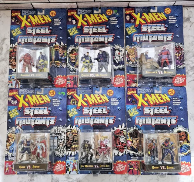X-MEN STEEL MUTANTS Lot Of 6 1994 Diecast Action Figures Cyclops Bishop NEW