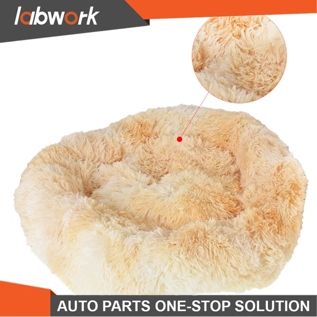 Labwork Donut Plush Pet Dog Cat Bed Fluffy Soft Warm Bed Kennel Nest Yellow 5