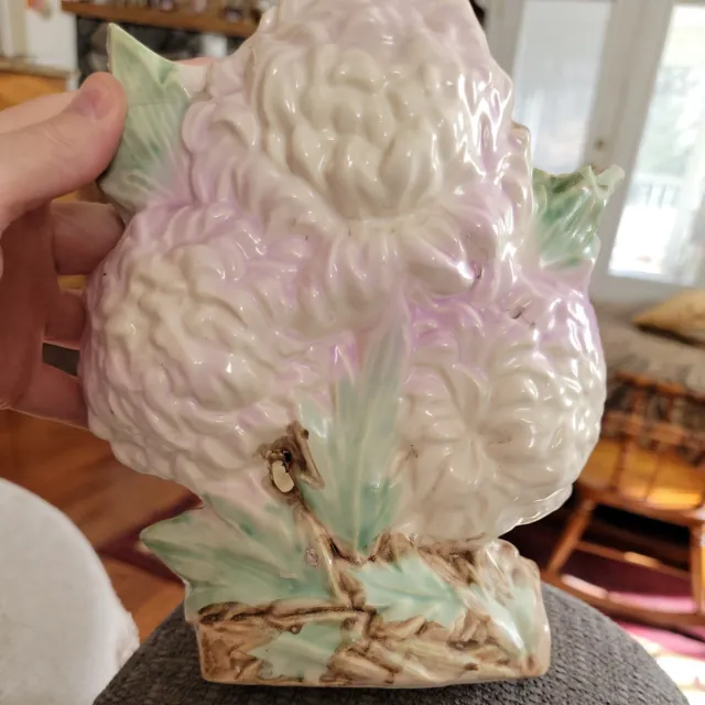 Vintage McCoy Pottery Purple White Chrysanthemum Flower Form Vase Damaged