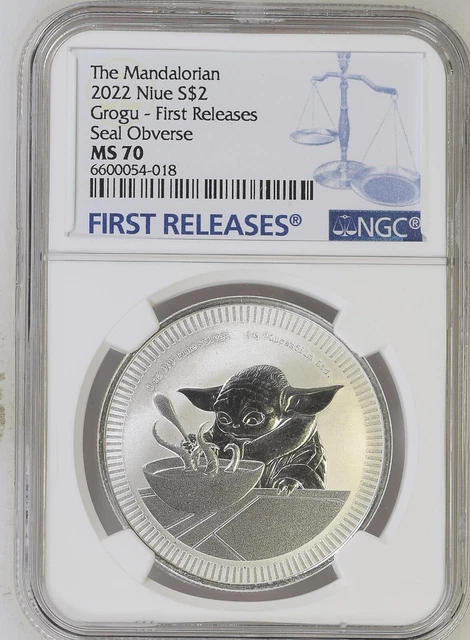 2022 $2 NIUE 1oz Silver Mandalorian Grogu Baby Yoda - NGC MS69 First ...