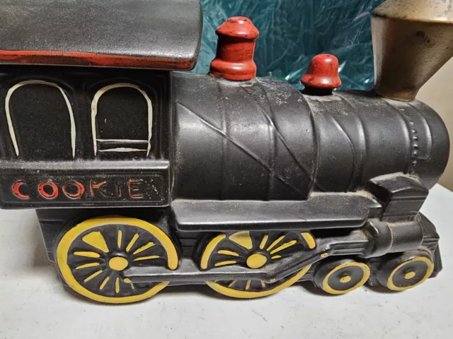 Vintage McCoy Black Train Locomotive Cookie Jar 1960's 2