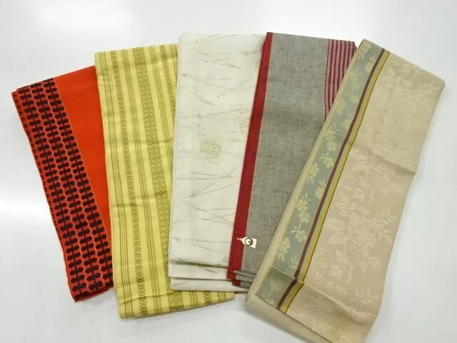 80858# Japanese Kimono / Antique Hanhaba Obi / Set Of 5