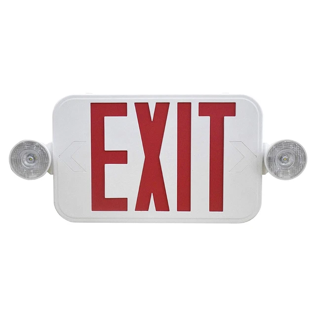 LIT-PaTH LED Combo Emergency EXIT Sign 2 Adjustable Head Lights Back Up Battery
