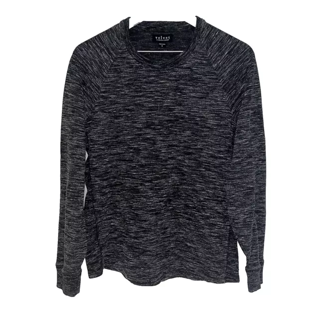 Velvet by Graham & Spencer  Thermal Crewneck Pullover Men's Size S Heather Black