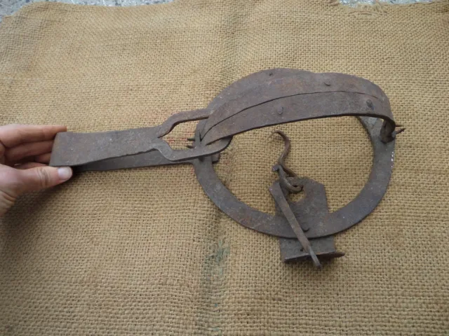 Not Working! Antique Animal Trap Blacksmith Hand Forged 19Th Century