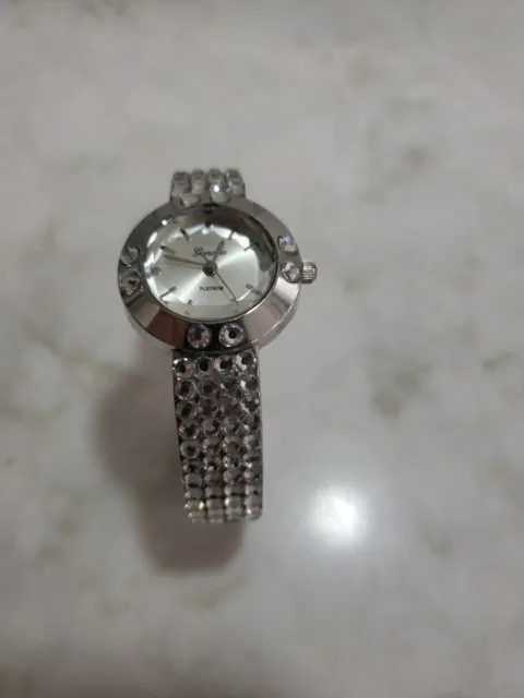 Women's GENEVA Platinum Japan Movement Silver Watch  Crystals