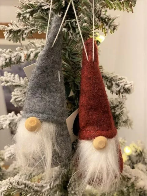 2x Wichtel Filz Baumschmuck Weihnachten rot grau Anhänger 10x4 HOME KONTOR XMAS