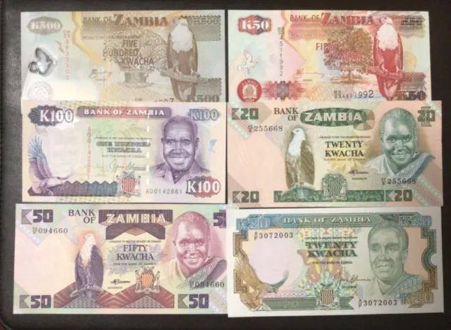 Zambia Paper Money -  Lot Of 14 Different Banknotes!