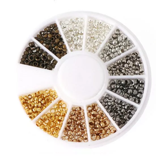 BOITE de TRI env. 500 PERLES à ECRASER MIX 2 Tailles 2mm et 2,5mm 6 COULEURS