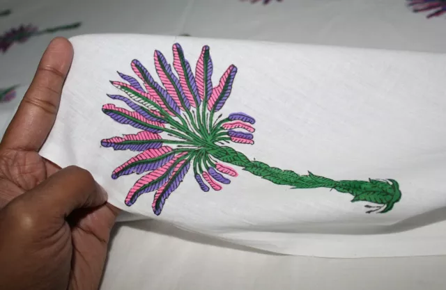 4.6m Tissu Coton Vêtements Artisanat Multi Palmier Imprimé Indien Main Bloc