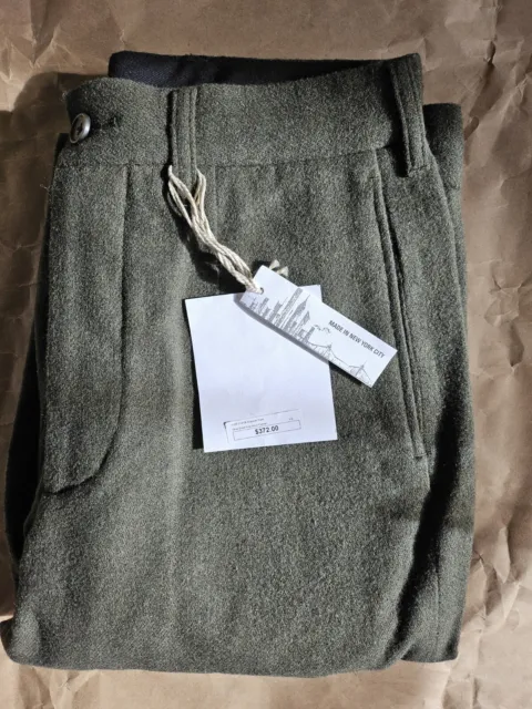 Engineered Garments Andover Pant - Olive Solid Poly Wool Flannel Size XS 30