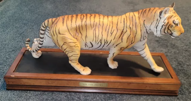 The Franklin Mint On the Prowl Ceramic Tiger Statue 22 in w/ Base