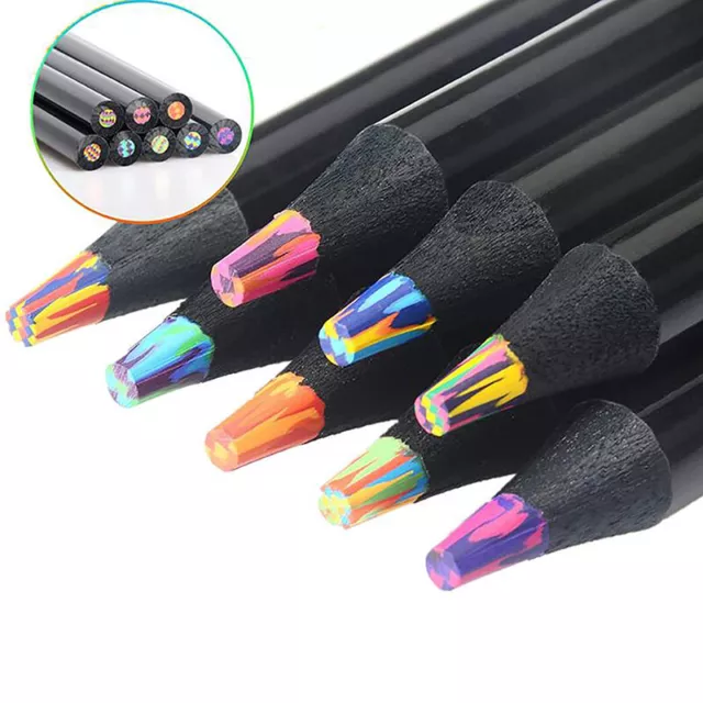 1set/8pcs Rainbow Core Coloured Pencils For Art Drawing Text Colouring Sketching