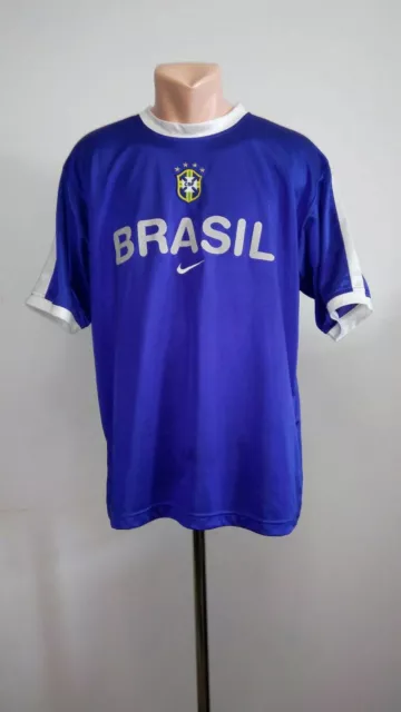 FOOTBALL SHIRT SOCCER FC Brazil Brasil Training 2001/2002 Vintage Nike  jersey L $27.99 - PicClick