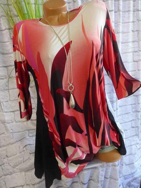 Chokri Big Size Longshirt Shirt L bis XXL rot weiß rosa weich fallend (225) NEU