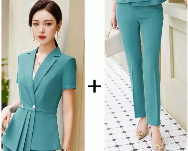 Tailleur Pantalon + Pantacourt + Veste Saint Hilaire Vert Anis - Taille 48, Occasion Très Bon état