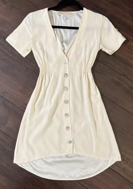 Stone cold fox satin ivory button Front dress Women’s US Sz 2