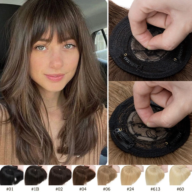 Fine Mono Women Real Hair Topper Toupee Clip In 100% Remy Human Hair Extensions