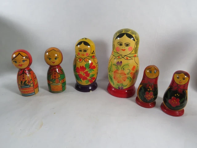 Russische Holz Puppen Babuschka Matroschka 6 Stück