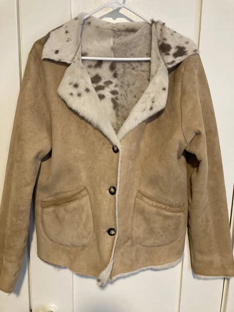 Vakko Spanish Lamb Shearling Reversible Jacket Womens Small NICE!!!