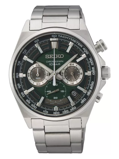 SEIKO Herrenuhr Chronograph Stahl/Grün Chrono SSB405P1