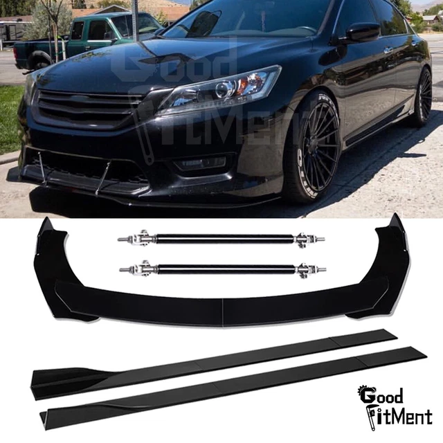 For Honda Accord Coupe Sedan Front Bumper Lip Splitter +Strut Rods +Side Skirts