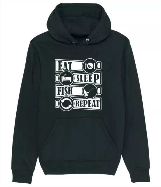 Eat Sleep Fish Repeat Game Coarse Carp Fly Fishing Angling Fisherman Hoodie