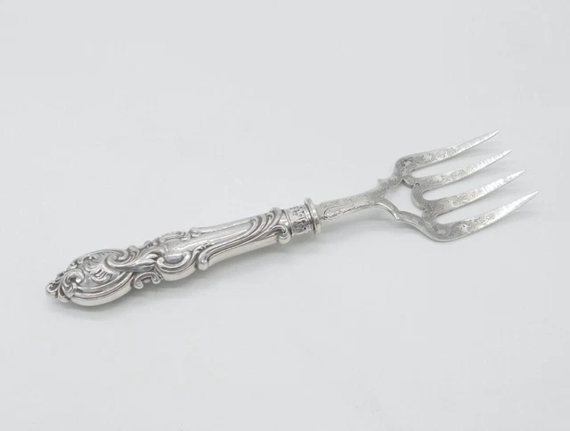 VICTORIAN STERLING SILVER Large Bread Fork Antique 1847 Sheffield Aaron ...