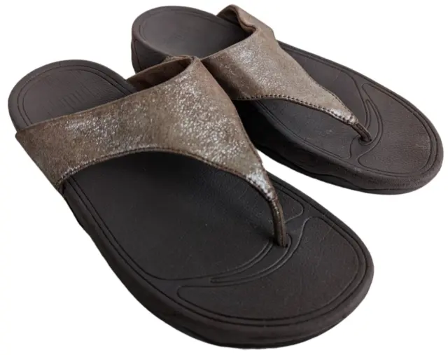 FitFlop Lulu Shimmer Womens Size 7 Bronze Casual Slipper Flip Flop Thong Sandals