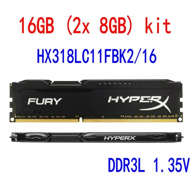 Kingston HyperX FURY 16GB 2x8GB DDR3L 1866MHz HX318LC11FBK2/16 Desktop PC Memory