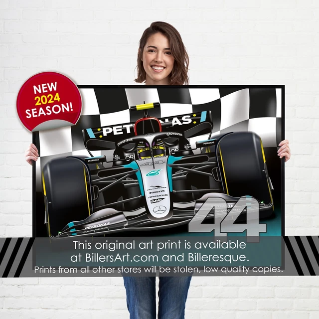 Bandiera Formula 1 Lewis Hamilton #44 - Stendardo Da Muro 0,9 X 1,5 M In Poliestere Per Decorazione Garage